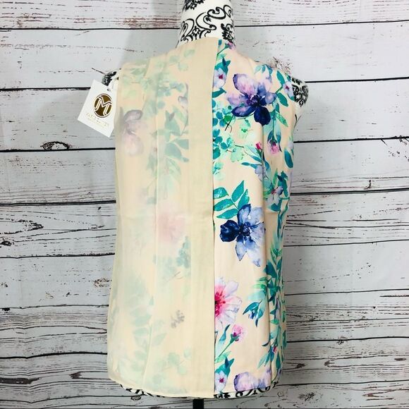 Marie Oliver 100% Silk Colby Floral Sleeveless Top Tank Chiffon Overlay XS - Picture 4 of 8